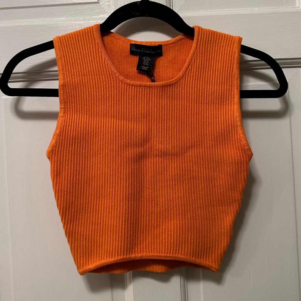 House of Harlow Orange Ribbed Tank Top‎